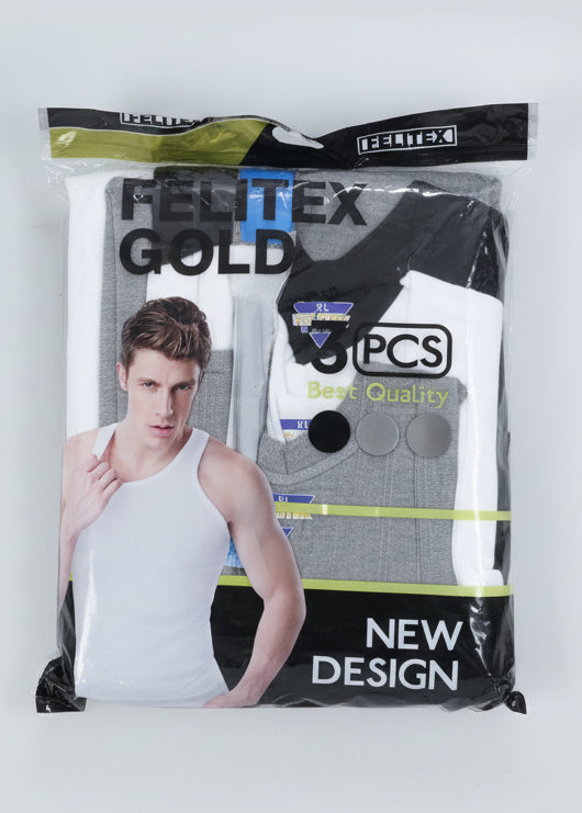 Felitex Gold White, Black and Gray (3 in 1) Men's Singlet | MOQ 100 Pieces