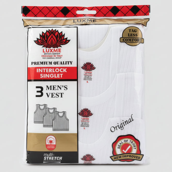 Luxme Divine Premium (3 in 1) men's singlet | MOQ 100 Pieces