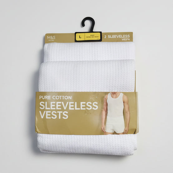 M & S (2 in 1) Pure Cotton Sleeveless Vests | MOQ 100 Pieces