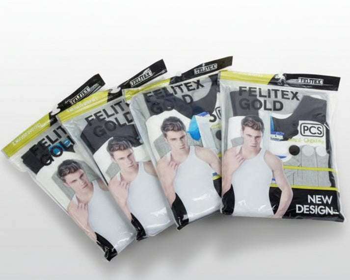 Felitex Gold White, Black and Gray (3 in 1) Men's Singlet | MOQ 100 Pieces