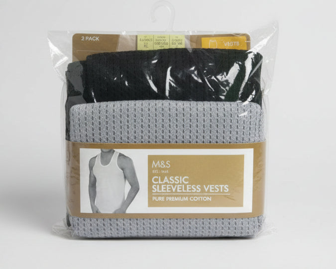 M & S Men's Vest (2 in 1 Black and Gray) | MOQ 100 Pieces